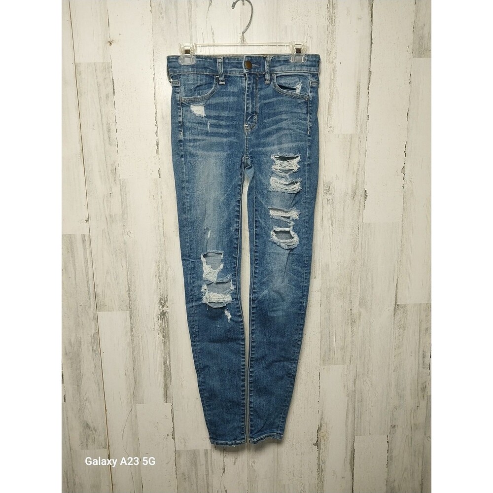 American Eagle Super Stretch X High Rise Jegging 2 Long Distressed